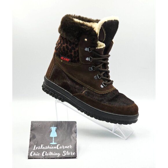 Hinher Women's Brown Leather Fur-Lined Lace-Up Boots Made In Italy Sz 8.5 (39) 2 - Picture 16 of 16